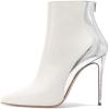 imageFSJ Women Fashion High Heel Ankle Boots with Rivets Closed Pointed Toe Stilettos Zipper Unique Style Shoes Size 415 M USWhitesilver Heel