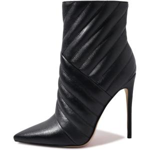 imageFSJ Women Fashion High Heel Ankle Boots with Rivets Closed Pointed Toe Stilettos Zipper Unique Style Shoes Size 415 M USBlackball