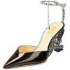 imageFSJ Women Butterfly Heel Crystal Chain Ankle Strap Heeled Sandals Sexy Pointed Toe Sparkling Rhinestones Holiday Dressy Shoes Size 415 USBlack