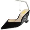 imageFSJ Women Butterfly Heel Crystal Chain Ankle Strap Heeled Sandals Sexy Pointed Toe Sparkling Rhinestones Holiday Dressy Shoes Size 415 USBlack Velvet