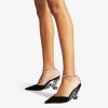 imageFSJ Women Butterfly Heel Crystal Chain Ankle Strap Heeled Sandals Sexy Pointed Toe Sparkling Rhinestones Holiday Dressy Shoes Size 415 USBlack Velvet