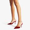 imageFSJ Women Butterfly Heel Crystal Chain Ankle Strap Heeled Sandals Sexy Pointed Toe Sparkling Rhinestones Holiday Dressy Shoes Size 415 USRed Velvet