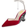 imageFSJ Women Butterfly Heel Crystal Chain Ankle Strap Heeled Sandals Sexy Pointed Toe Sparkling Rhinestones Holiday Dressy Shoes Size 415 USRed Velvet