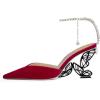 imageFSJ Women Butterfly Heel Crystal Chain Ankle Strap Heeled Sandals Sexy Pointed Toe Sparkling Rhinestones Holiday Dressy Shoes Size 415 USRed Velvet