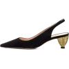 imageFSJ Women Comfy Pointed Toe Low Heels Slingback Pumps Circle Block Heel Slip On Ankle Strap Office Work Dress Shoes Size 415 USBlack