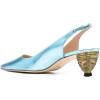 imageFSJ Women Comfy Pointed Toe Low Heels Slingback Pumps Circle Block Heel Slip On Ankle Strap Office Work Dress Shoes Size 415 USBlue