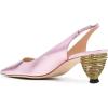 imageFSJ Women Comfy Pointed Toe Low Heels Slingback Pumps Circle Block Heel Slip On Ankle Strap Office Work Dress Shoes Size 415 USPink