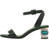 imageFSJ Women Crystal Low Block Chunky Heels Open Toe Ankle Strap Sandals Comfortable Wedding Party Prom Dress Summer Pump Shoes Size 416 USGreen