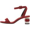 imageFSJ Women Crystal Low Block Chunky Heels Open Toe Ankle Strap Sandals Comfortable Wedding Party Prom Dress Summer Pump Shoes Size 416 USRed