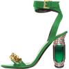 imageFSJ Women Gold Chain Crystal Chunky Block High Heel Ankle Strap Sandals Open Toe Fashion Dress Evening Party Shoes Size 416 USGreen