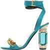 imageFSJ Women Gold Chain Crystal Chunky Block High Heel Ankle Strap Sandals Open Toe Fashion Dress Evening Party Shoes Size 416 USLight Blue