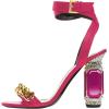 imageFSJ Women Gold Chain Crystal Chunky Block High Heel Ankle Strap Sandals Open Toe Fashion Dress Evening Party Shoes Size 416 USPink