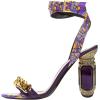 imageFSJ Women Gold Chain Crystal Chunky Block High Heel Ankle Strap Sandals Open Toe Fashion Dress Evening Party Shoes Size 416 USPurple Printing