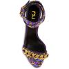 imageFSJ Women Gold Chain Crystal Chunky Block High Heel Ankle Strap Sandals Open Toe Fashion Dress Evening Party Shoes Size 416 USPurple Printing
