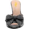 imageFSJ Women Luxury Crystal Chunky Heeled Mules Rhinestone Bow Peep Toe Slip On Backless Gem Slide Sandals Summer Slipper Shoes Size 415 USBlack High Heel