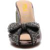 imageFSJ Women Luxury Crystal Chunky Heeled Mules Rhinestone Bow Peep Toe Slip On Backless Gem Slide Sandals Summer Slipper Shoes Size 415 USGraypurple
