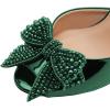imageFSJ Women Luxury Crystal Chunky Heeled Mules Rhinestone Bow Peep Toe Slip On Backless Gem Slide Sandals Summer Slipper Shoes Size 415 USGreen High Heel