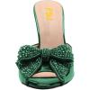imageFSJ Women Luxury Crystal Chunky Heeled Mules Rhinestone Bow Peep Toe Slip On Backless Gem Slide Sandals Summer Slipper Shoes Size 415 USGreen High Heel