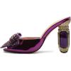 imageFSJ Women Luxury Crystal Chunky Heeled Mules Rhinestone Bow Peep Toe Slip On Backless Gem Slide Sandals Summer Slipper Shoes Size 415 USPurple