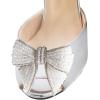 imageFSJ Women Luxury Crystal Chunky Heeled Mules Rhinestone Bow Peep Toe Slip On Backless Gem Slide Sandals Summer Slipper Shoes Size 415 USSilver