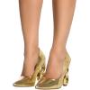imageFSJ Women Novelty Closed Pointed Toe Slip On Pumps Gorgeous Metal Chain High Heel Party Wedding Dating Shoes Size 416 USGold