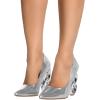 imageFSJ Women Novelty Closed Pointed Toe Slip On Pumps Gorgeous Metal Chain High Heel Party Wedding Dating Shoes Size 416 USSilver
