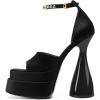 imageFSJ Women Platform Chunky Heel Open Toe Crystal Ankle Strap Heeled Sandals Block High Heel Sexy Cocktail Party Shoes Size 416 USBlack