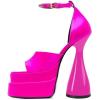imageFSJ Women Platform Chunky Heel Open Toe Crystal Ankle Strap Heeled Sandals Block High Heel Sexy Cocktail Party Shoes Size 416 USHot Pink