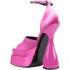 imageFSJ Women Platform Chunky Heel Open Toe Crystal Ankle Strap Heeled Sandals Block High Heel Sexy Cocktail Party Shoes Size 416 USPink
