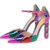 imageFSJ Women Shiny Crystal Heel Colorful Sandals Pointed Toe High Heel Ankle Strap Buckle Party Prom Dress Ladies Shoes Size 415 USFuchsia Heel