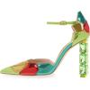 imageFSJ Women Shiny Crystal Heel Colorful Sandals Pointed Toe High Heel Ankle Strap Buckle Party Prom Dress Ladies Shoes Size 415 USGreen Heel