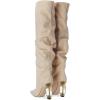 imageFSJ Women Slouchy Over The Knee Crystal Boots Thigh High Pointed Toe Chunky Block Heel with Bling Rhinestones Stretch Girl Party Shoes Size 416 USApricot Suede