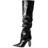 imageFSJ Women Slouchy Over The Knee Crystal Boots Thigh High Pointed Toe Chunky Block Heel with Bling Rhinestones Stretch Girl Party Shoes Size 416 USBlack