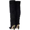 imageFSJ Women Slouchy Over The Knee Crystal Boots Thigh High Pointed Toe Chunky Block Heel with Bling Rhinestones Stretch Girl Party Shoes Size 416 USBlack Suede
