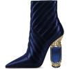 imageFSJ Women Sparkly Crystal Block High Heel Pointed Toe Ankle Boot Side Zipper Wedding Party Banquet Dress Shoes Size 415 USBlue