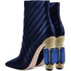 imageFSJ Women Sparkly Crystal Block High Heel Pointed Toe Ankle Boot Side Zipper Wedding Party Banquet Dress Shoes Size 415 USBlue