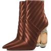 imageFSJ Women Sparkly Crystal Block High Heel Pointed Toe Ankle Boot Side Zipper Wedding Party Banquet Dress Shoes Size 415 USBrown