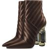 imageFSJ Women Sparkly Crystal Block High Heel Pointed Toe Ankle Boot Side Zipper Wedding Party Banquet Dress Shoes Size 415 USDark Brown