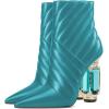 imageFSJ Women Sparkly Crystal Block High Heel Pointed Toe Ankle Boot Side Zipper Wedding Party Banquet Dress Shoes Size 415 USLake Blue