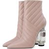 imageFSJ Women Sparkly Crystal Block High Heel Pointed Toe Ankle Boot Side Zipper Wedding Party Banquet Dress Shoes Size 415 USNude Pink