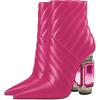 imageFSJ Women Sparkly Crystal Block High Heel Pointed Toe Ankle Boot Side Zipper Wedding Party Banquet Dress Shoes Size 415 USPink