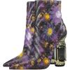 imageFSJ Women Sparkly Crystal Block High Heel Pointed Toe Ankle Boot Side Zipper Wedding Party Banquet Dress Shoes Size 415 USPurple Flowers