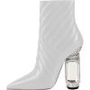 imageFSJ Women Sparkly Crystal Block High Heel Pointed Toe Ankle Boot Side Zipper Wedding Party Banquet Dress Shoes Size 415 USWhite