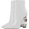 imageFSJ Women Sparkly Crystal Block High Heel Pointed Toe Ankle Boot Side Zipper Wedding Party Banquet Dress Shoes Size 415 USWhite
