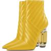 imageFSJ Women Sparkly Crystal Block High Heel Pointed Toe Ankle Boot Side Zipper Wedding Party Banquet Dress Shoes Size 415 USYellow