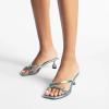 imageFSJ Women Square Open Toe Strappy Thong Heeled Sandals Special Kitten Low Heel Chic FlipFlops Versatile Summer Mule Dress Shoes Size 416 USLight Cyan
