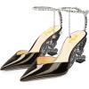 imageFSJ Women Butterfly Heel Crystal Chain Ankle Strap Heeled Sandals Sexy Pointed Toe Sparkling Rhinestones Holiday Dressy Shoes Size 415 USBlack