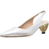 imageFSJ Women Comfy Pointed Toe Low Heels Slingback Pumps Circle Block Heel Slip On Ankle Strap Office Work Dress Shoes Size 415 USWhite