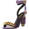 imageFSJ Women Gold Chain Crystal Chunky Block High Heel Ankle Strap Sandals Open Toe Fashion Dress Evening Party Shoes Size 416 USPurple Printing