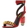 imageFSJ Women Gold Chain Crystal Chunky Block High Heel Ankle Strap Sandals Open Toe Fashion Dress Evening Party Shoes Size 416 USRed